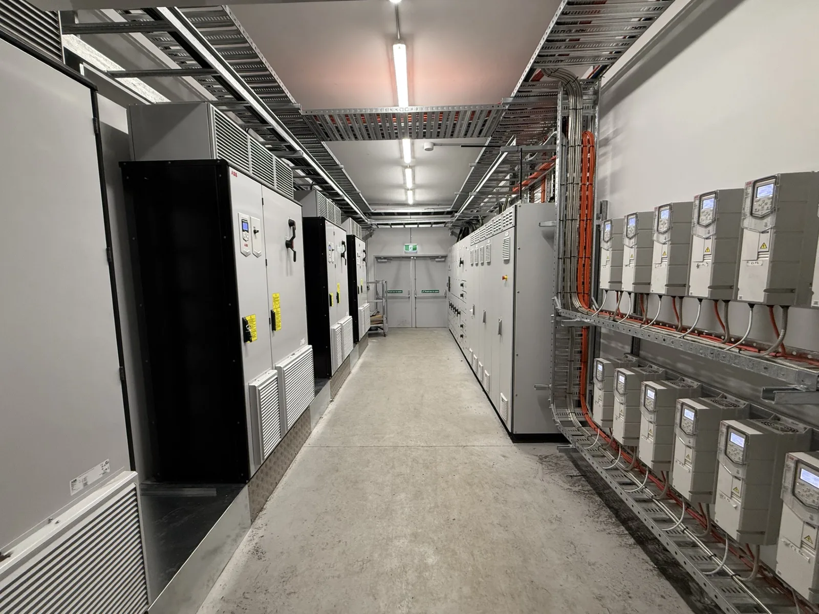 Switch room with drive cabinets at cold storage facility - Laverton, VIC